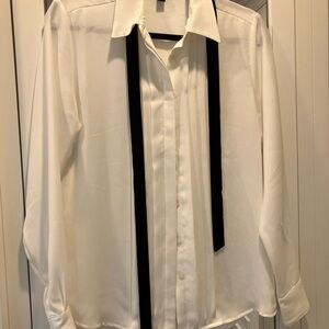 Lauren Ralph Lauren White Blouse with Black Tie Accents